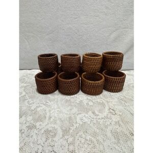PIER 1 INSPIRED Set of 12 Rattan Woven Napkin Rings Rustic Farmhouse Table Decor